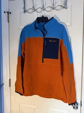 cotopaxi Colorblock Half-Zip Fleece Pullover - Light Blue & Orange